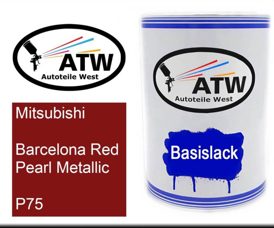 Mitsubishi, Barcelona Red Pearl Metallic, P75: 500ml Lackdose, von ATW Autoteile West.